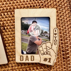 Father's Day Gift Fridge Photo Magnet, Wallet Size Photo Frame, Dad photo frame, gift for grandpa, gift for dad, Custom Photo Car Visor Clip Clip Car-Hand finger