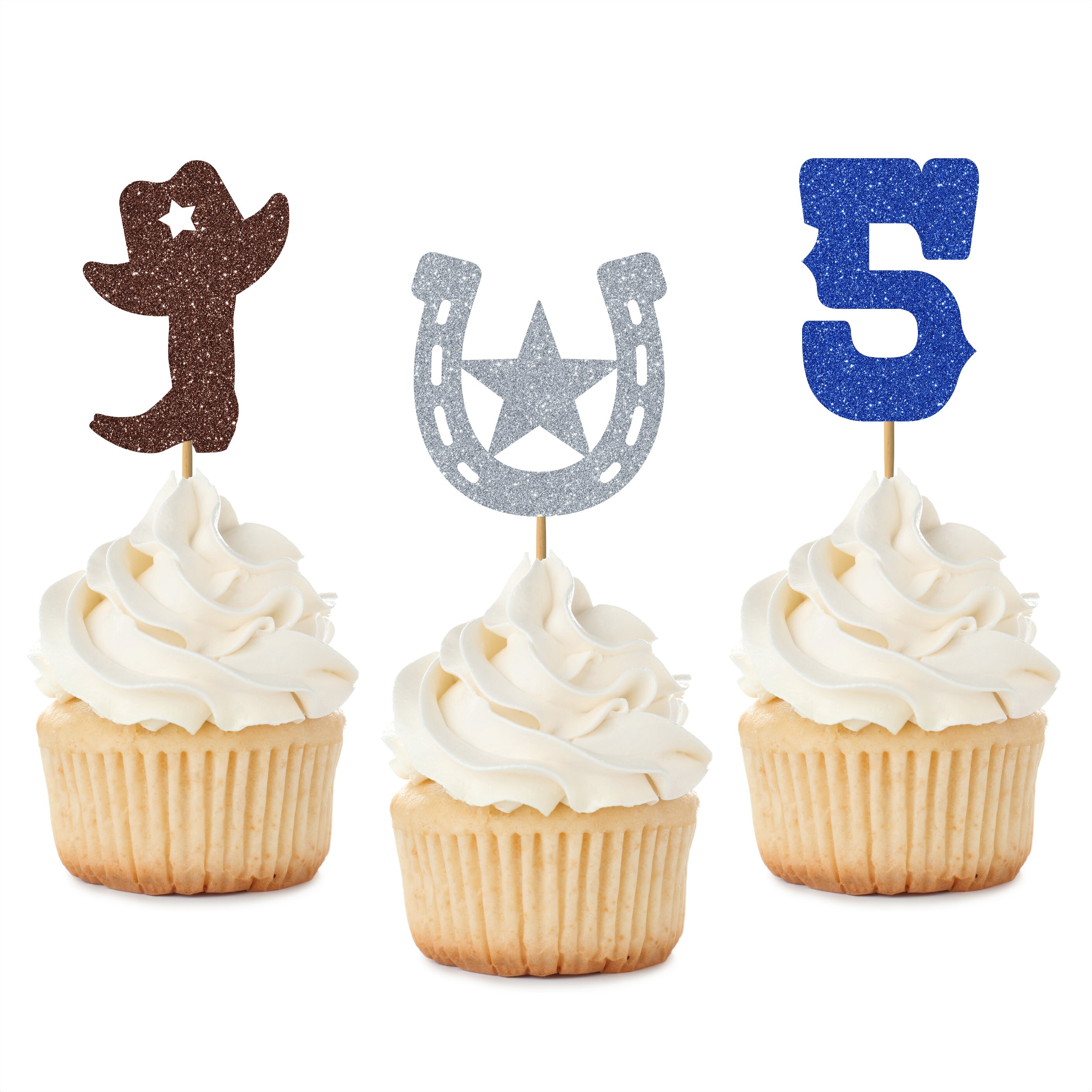 Rodeo Birthday Cupcake Toppers Cowboy Cowgirl Western Party Etsy