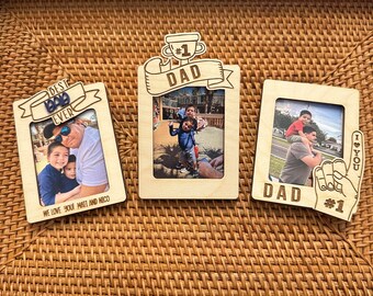 Father's Day Gift Fridge Photo Magnet, Wallet Size Photo Frame, Dad photo frame, gift for grandpa, gift for dad, Custom Photo Car Visor Clip