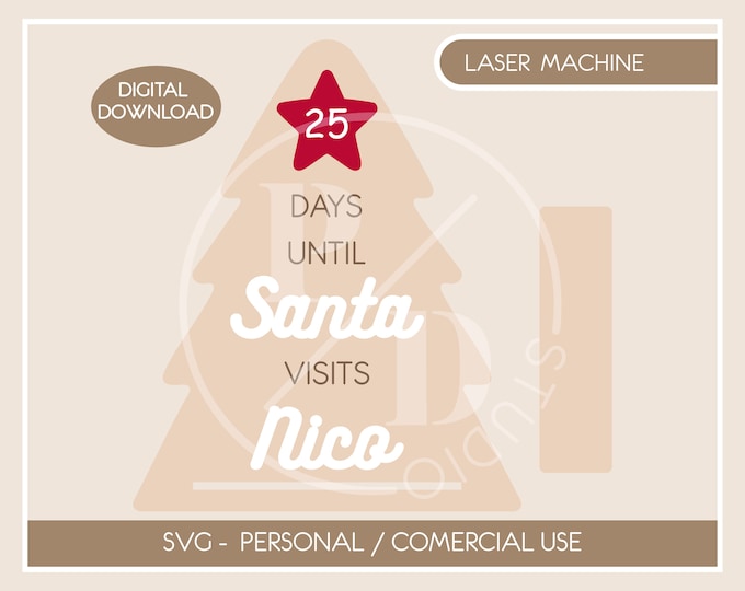 Christmas Tree Countdown Self Stand, Santa Countdown SVG, Days until Santa, Sleeps Until Christmas Sign, Sleeps until Santa Dry Erase Sign