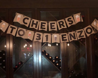 Cheers to age beer banner, Birthday banner, Beer Banner, Birthday Decorations, 31st birthday banner, dirty 31 - cheers and beers banner