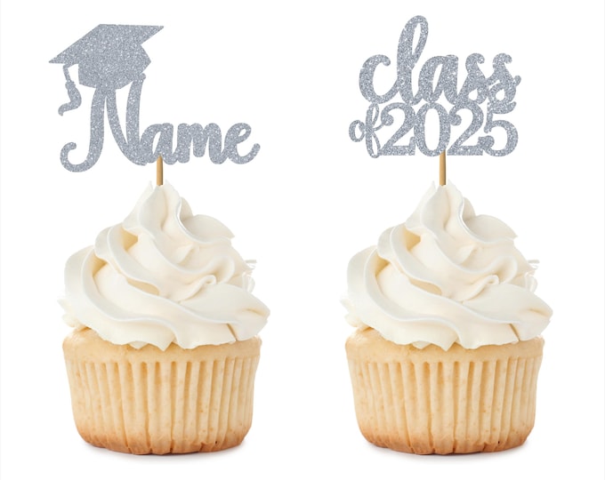 Custom Graduation Cap Name and Class of 2025 Cupcake Toppers, 2025 Graduation Party, 2025 Grad Cupcake Toppers Senior 2025, Class of 2025