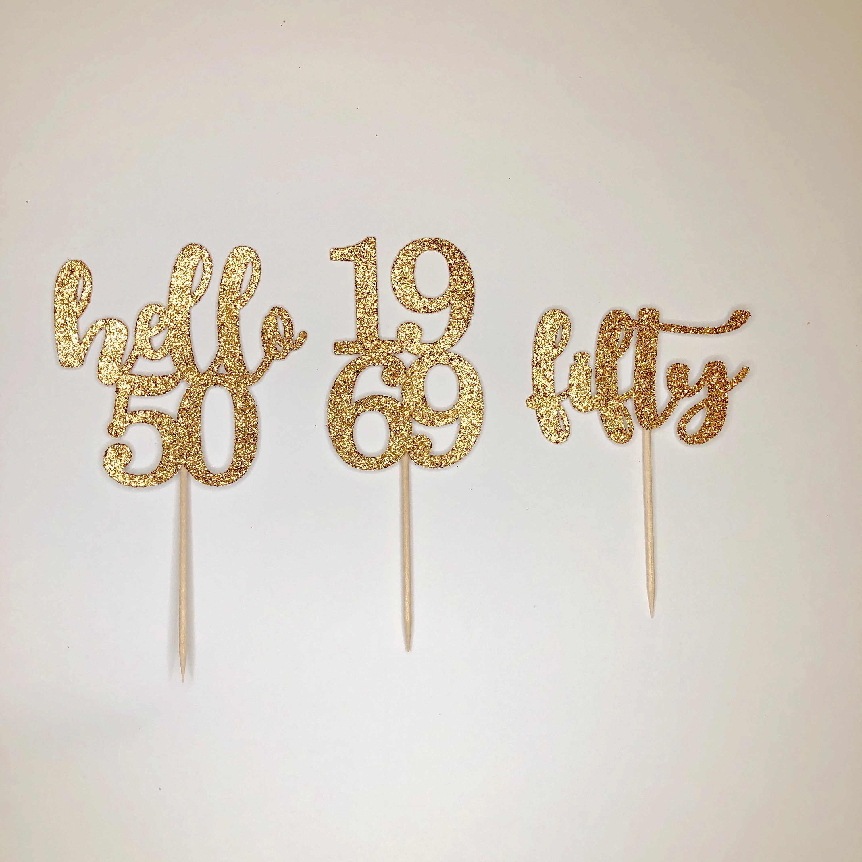 Hello 50 cupcake topper, 50th birthday, hello fifty