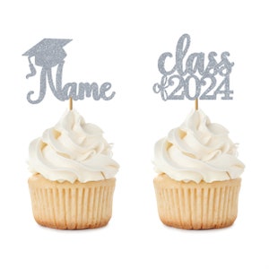 Custom Graduation Cap Name and Class of 2024 Cupcake Toppers, 2024 Graduation Party, 2024 Grad Cupcake Toppers Senior 2024, Class of 2024