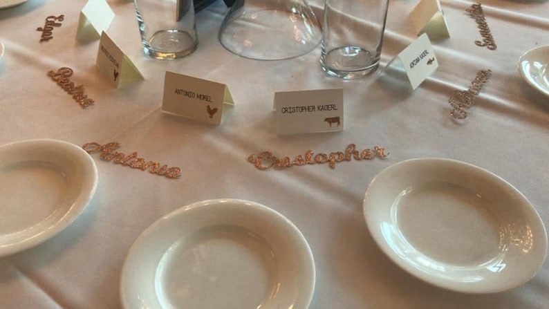 Guest name Wedding Place name settings Wedding guest name Table names Personalized Guest Name Wedding signs Personalized place cards