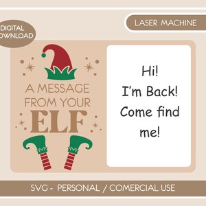 ホワイトボードエルフメッセージボードSVGファイル、クリスマスエルフ、再利用可能なエルフ小道具、クリスマス装飾、グローフォージレーザー、レーザーカッター、マジカルエルフ