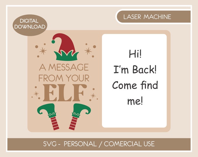 Dry Erase Elf Message Board SVG File, Christmas Elf, Reusable Elf Prop, Christmas Decor, Glowforge Laser, Laser Cutter, Magical Elf