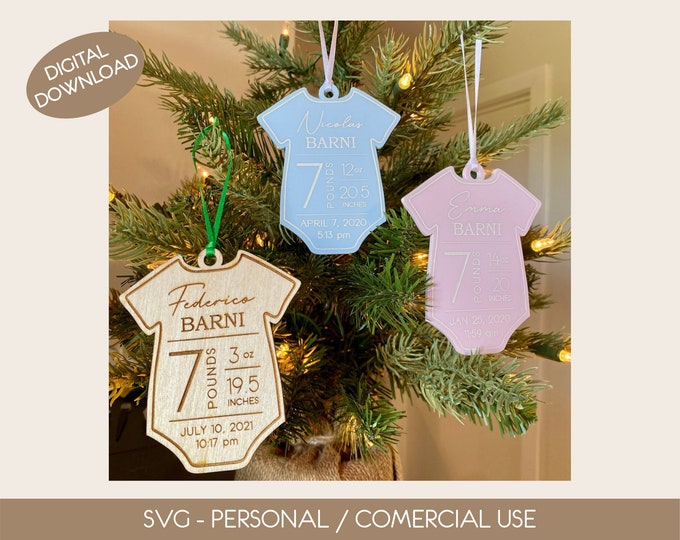 Baby First Christmas Ornaments SVG Laser Cut File, First Christmas Family Ornament Glowforge SVG Files, Christmas Laser Cut File, SVG File