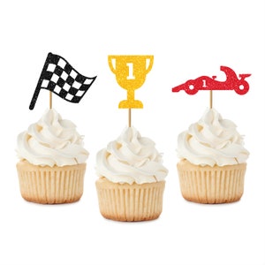 Race Car Cupcake Toppers, Racing Themed Birthday, Two Fast Birthday topper, Fast One Birthday, Racecar 2nd Birthday Topper Party Decorations