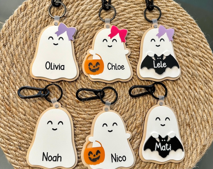 Personalized Boo Basket Tag, Halloween Name Tag, Custom Trick or Treat Keychain, Spooky Gift Tag, Ghost Backpack Clip, Kids Halloween