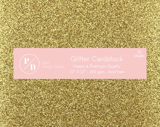 Premium Glitter Cardstock 15 Sheets, Heavy Glitter Cardstock, 12"x12", Craft Supplies 300gsm Cardstock acid free, Paper for Arts and Crafts