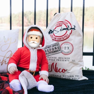 Personalized Santa Sack, Custom Christmas Gift Bag, Personalized Stocking, North Pole Post Office Santa Bag, Santa Delivery Bag for kids image 4