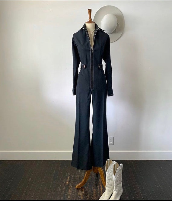 Vintage 70's bellbottom zip up jumpsuit