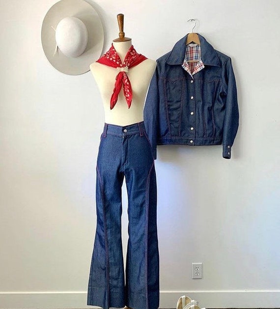 Vintage 70's two piece denim western suit by Prior