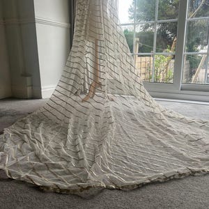 LONG**Traditional Pakistani Nikkah / Indian Net Veil / Dupatta / Wedding Veil - Off White/ cream