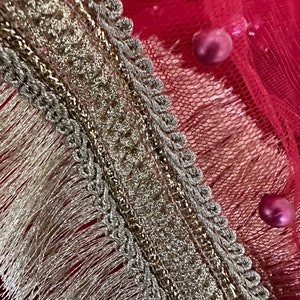 Traditional Pakistani Nikkah / Indian Net Veil / Dupatta / Wedding Veil - Deep Red