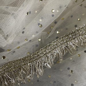 Traditional Pakistani Nikkah / Indian Net Veil / Dupatta / Wedding Veil - Peach /off white