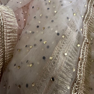 Traditional Pakistani Nikkah / Indian Net Veil / Dupatta / Wedding Veil Peach /off white image 1
