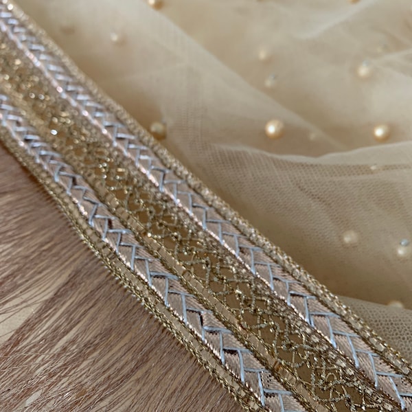 Traditional Pakistani Nikkah / Indian Net Veil / Dupatta / Wedding Veil - Gold