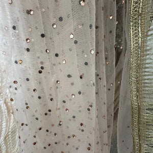 Traditional Pakistani Nikkah / Indian Net Veil / Dupatta / Wedding Veil Peach /off white image 4