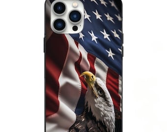 Funda de teléfono con bandera americana y águila para iPhone 7 8 X XS XR SE 11 12 13 14 15 pro max mini note s10 s10plus s20 s21 20plus