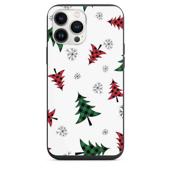Cute Plaid Red and Green Christmas Tree Phone Case Design for