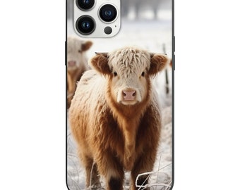 Hermosa vaca de las tierras altas para Apple Iphone y Samsung Phone Funda a prueba de golpes