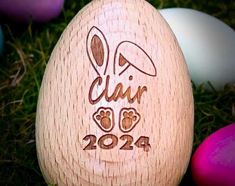 Sonajeros musicales de madera personalizados para huevos de Pascua, hueveras personalizadas, sonajero grabado para niños, regalos de Pascua, primera Pascua para bebés