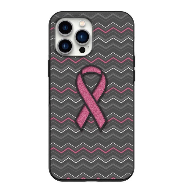 Pink Ribbon Chevron Pattern Design for Apple Iphone & Samsung Phone Shockproof Case Cover