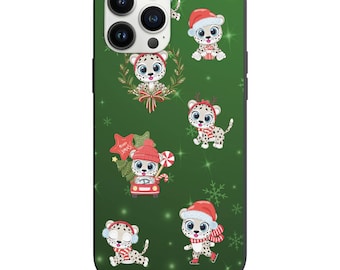 Diseño de leopardos navideños para Apple iPhone y Samsung Funda a prueba de golpes