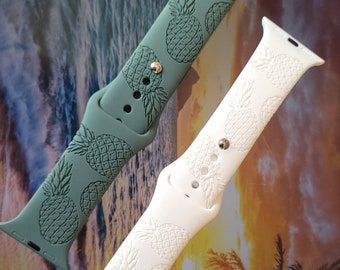 Correa de silicona con grabado láser Pineapple Dreams, compatible con Apple Watch de 38/40/41 mm, 42/44/45 mm, Series 1, 2, 3, 4, 5, 6, 7, 8