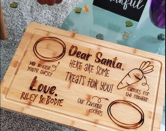 Dear Santa Cookie and Treat Tray, Personalized Laser Engraved Christmas Eve Plate