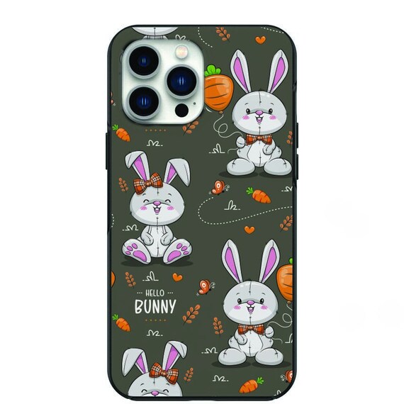 Cute Grey Bunny With Orange Bow Tie Phone Case for iPhone X XS