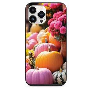 Beautiful Fall Pink and Orange Pumpkin Design for Apple Iphone & Samsung Phone Shockproof Case Cover