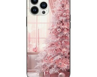 Dreaming Of A Pink Christmas Design para Apple Iphone y Samsung Phone Funda a prueba de golpes