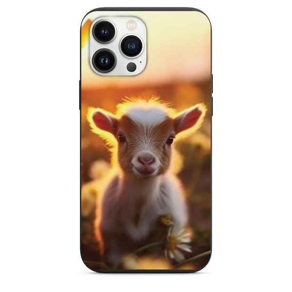 Cute Baby Goat In Daisy Field for Apple Iphone & Samsung Phone Shockproof Case Cover