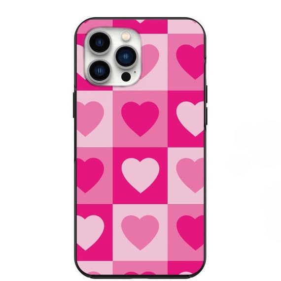 Valentines Day Checkered Pop of Pink Hearts Case for iPhone X