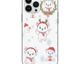 Diseño lindo del oso polar del bebé de la Navidad para la cubierta a prueba de golpes del teléfono de Apple Iphone y de Samsung