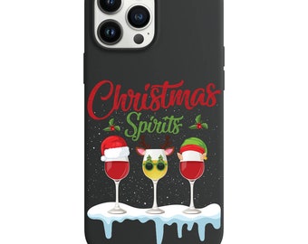 Diseño de espíritus navideños Cheers To Happiness para Apple Iphone y Samsung Phone Funda a prueba de golpes