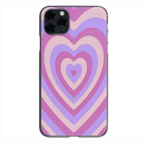 Purple Pink Heart Print Case for iPhone X XS XR SE 11 12 13 14