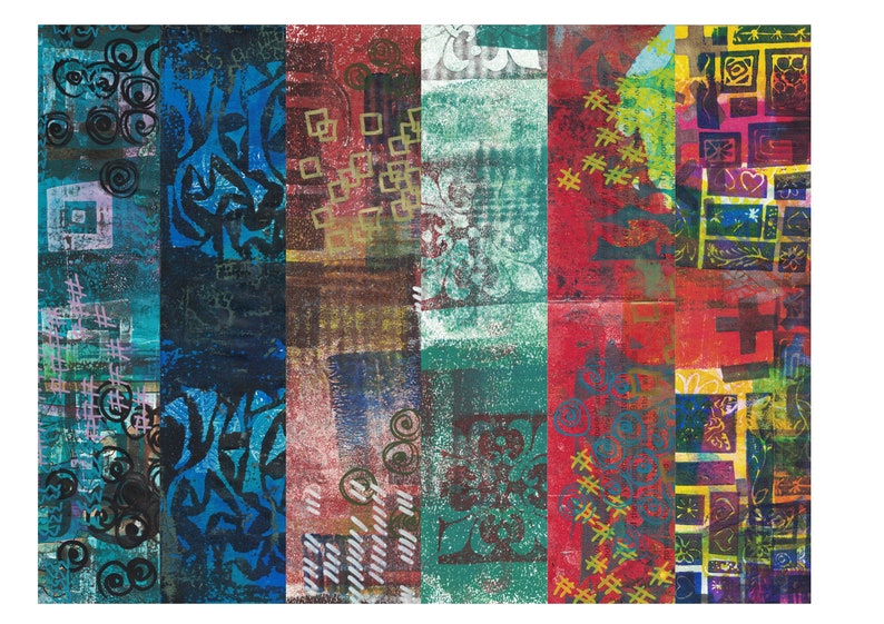 24 Digital collage gelli print pages