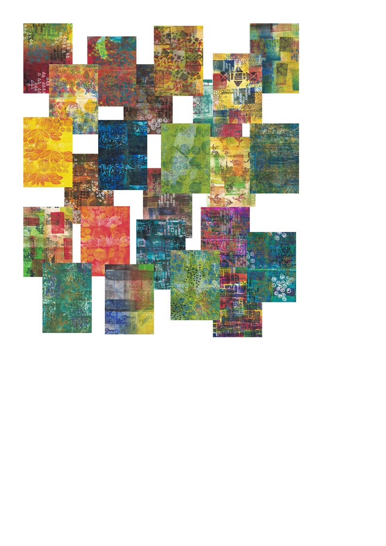 24 Digital collage gelli print pages