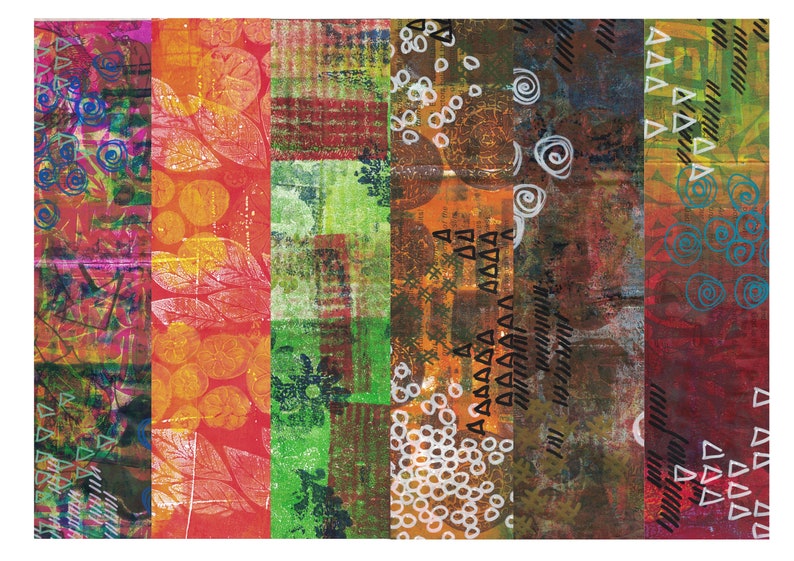 24 Digital collage gelli print pages