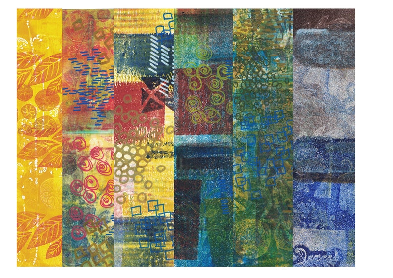 24 Digital collage gelli print pages