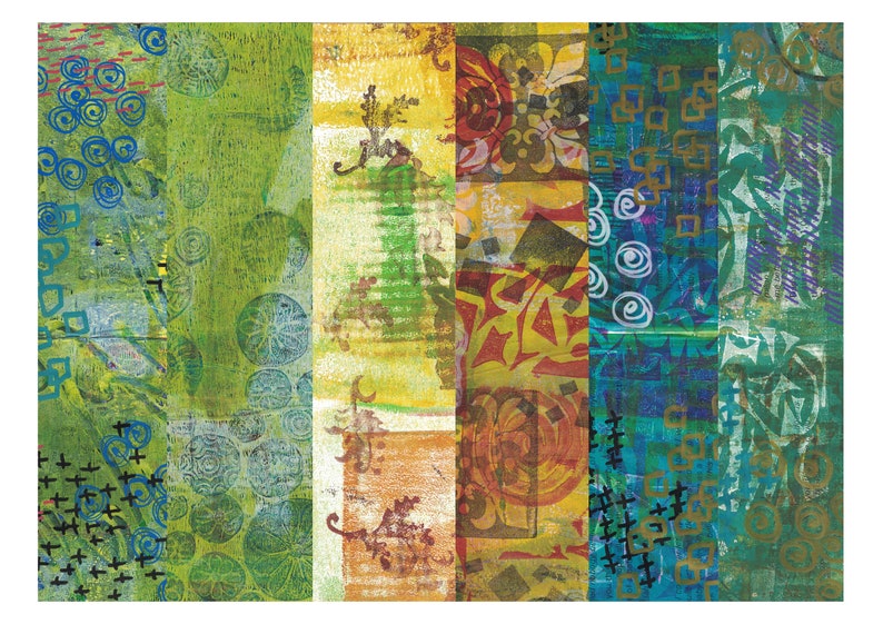 24 Digital collage gelli print pages