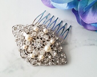 Wedding Hair Comb, Bridal Pearl Accessory, Swarovski Jewelry, Swarovski Pearl Hair Comb, Art Deco Hair Comb, HS095