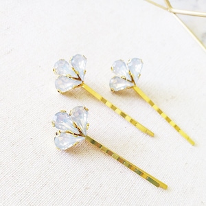 3 Rustic Hair Clip - Pale Opal Hair Clip - Flower Wedding Hair Clip - Bridesmaid Gift - HS209