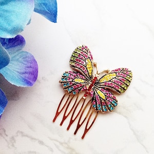 Barn Wedding Hair Comb, Gold Butterfly Bridal Hair Comb, Bridesmaid Gift, Nature Theme Wedding, Gift For Her, Under 30, HS178