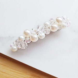 Flower Bouquet Barrette - Wedding Hair Clip - Pearl Hair Clip - Bridesmaid Gift - HS288
