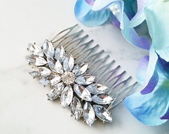 Rustic Rhinestone Hair Comb, Vintage Inspired, Snowflake Hair Comb, Glam Theme Wedding, Bridal Accessory, Bridsmaid Gift, HS075